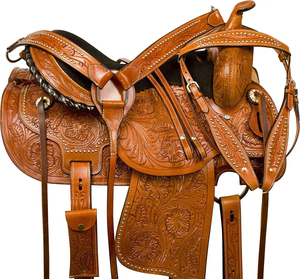 Selle de cheval en cuir occidental de haute qualité, taille personnalisable de 10 à 18 pouces, pour barrel racing, trail, plaisir équestre, vente en gros - Product Image 1