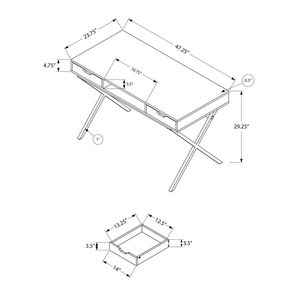 Scrivania Moderna Contemporanea da 48 Pollici per Ufficio e Casa con Cassetti Portaoggetti, Laminato Marrone e Metallo Dorato - Product Image 4