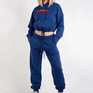 Customized Blue <b>Shimmer</b> Velour Tracksuit Cropped Hoodie Set Crop Knit Top and <b>Tights</b> Graphic Casual Retro - Product Image 4