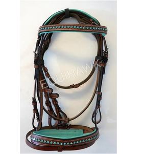 Brida de caballo con acento de cristal Aguamarina de lujo al por mayor banda para cejas de cuero de primera calidad y banda para la nariz Proveedores superiores - Product Image 1