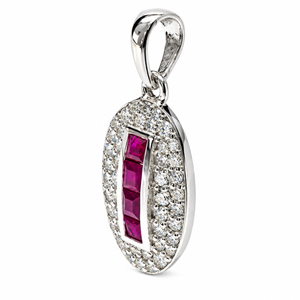 Pendentif rubis et diamant en argent sterling 925 - Product Image 2
