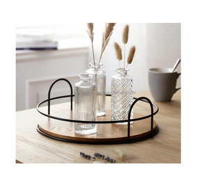 New High Quality Handmade Round Wooden Serving <b>Tray</b> with Metal Handles Serving <b>Tray</b> for Home Decor <b>Breakfast</b> Serving <b>Tray</b> - Product Image 4