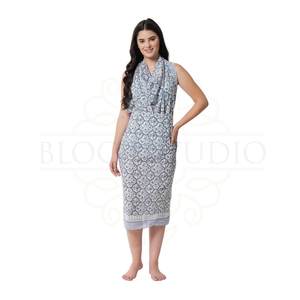 Pareo de Algodón con Estampado Artesanal Azul Luna para Mujer, Ligero, para Usar como Cubrebañador, Ropa de Playa y Resort para el Verano - Product Image 3