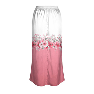 Jupe longue élégante pour femmes, imprimé floral, satin, taille haute, taille élastique, décontractée, toutes saisons, tissu doux, impression numérique, 100% soie - Product Image 4