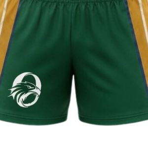 Ensemble short et maillot de netball sublimé vert et or pour homme, en polyester léger, avec bande latérale, pour entraînement sportif en équipe - Product Image 6