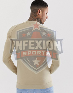 <b>Men's</b> Slim Fit Crew Neck Raglan Sleeve <b>Pullover</b> Knitted Solid Color Casual Sweatshirt Autumn Beige Long Sleeve - Product Image 3