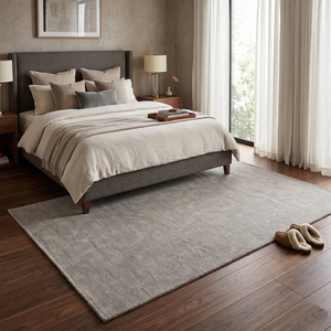 DECORDEC <b>Silver</b> Whisper Grey Wool Hand Tufted Eco-Friendly Non-Slip <b>Rug</b> Modern Floral Damask Pattern for Living Room Bedroom - Product Image 4