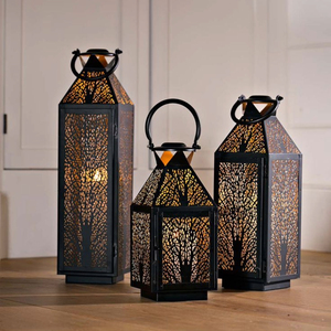 Farol Marroquí de Metal Negro con Diseño de Estrella y Paneles Tallados, Farol Hecho a Mano, Portátil, Decorativo, para Decoración del Hogar y Bodas - Product Image 5