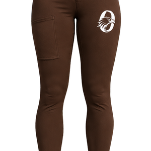 <b>Women</b> Chocolate <b>Brown</b> High Waist Equestrian Horse Riding <b>Leggings</b> Stretch Breeches Textured Fabric Front Pocket Design - Product Image 3