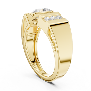 Yellow Gold Diamond <b>Ring</b> <b>Dome</b> Wedding Band Polished Engagement <b>Ring</b> Classic Jewelry for Men and Women - Product Image 3