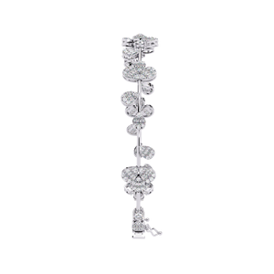 Romántica Pulsera de Diamantes en Oro Blanco, Corte Brillante Redondo, Color D Natural, Certificado GIA, Joyería para Mujer, para Boda - Product Image 4