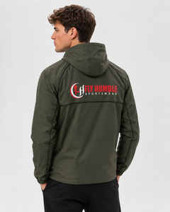 เสื้อแจ็คเก็ตกันลมสำหรับผู้ชาย FLY HUMBLE SPORTSWEAR รุ่นฤดูหนาว ผ้า softshell แบบกำหนดเองได้ ราคาประหยัด แฟชั่นลำลอง ระบายอากาศได้ดี มีฮู้ด ผ้าฟลีซ ไนลอน/คอตตอน - Product Image 2