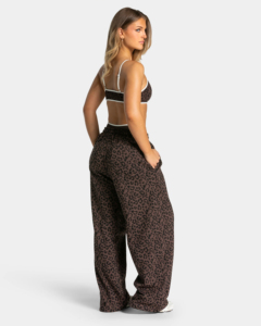 Women's Leopard Print Wide Leg Sweatpants Casual Loose Fit <b>Trousers</b> <b>With</b> Side Stripe <b>Elastic</b> <b>Waist</b> - Product Image 2