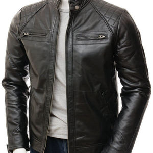 Men's <b>Black</b> PU Casual Solid Dyed Moto Jacket <b>Turtleneck</b> Collar Zipper Closure Slim Fit Winter Wear - Product Image 1