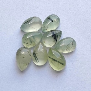 Cabochon de Prehnite Rutile Naturelle, Calibré, à Dos Plat, Forme Goutte d'eau, Forme Poire, Pierre Gemme en Vrac, Cabochon en Gros - Product Image 6