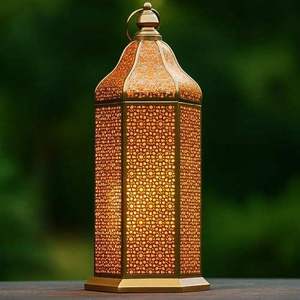 Lanterne marocaine arabe décorative en métal, porte-bougie, lampe suspendue islamique, décoration d'intérieur, cadeau pour le Ramadan et l'Aïd, pour un événement à la maison - Product Image 4