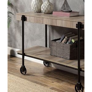 Industrial Style <b>Console</b> <b>Table</b> 1pc <b>Sofa</b> <b>Table</b> with Open Bottom Shelf & Slat Design Natural Tone Living Room Furniture - Product Image 2