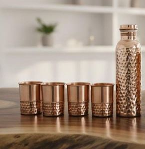 Copper bottle for eco conscious homes reusable metal <b>drinkware</b> supporting <b>plastic</b> free lifestyle and clean hydration - Product Image 2