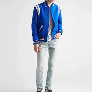 Chaqueta Acolchada Azul para Hombre, Estilo Universitario, Corte Regular, Cierre de Botones, Color Sólido, Estilo Urbano, Tejido Impermeable y Transpirable - Product Image 1