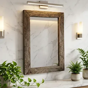 Rustic Reclaimed Wooden Toilet <b>Mirror</b> Rectangular Vintage Old Oak Frame <b>Wall</b> Mounted Bathroom Decor - Product Image 4