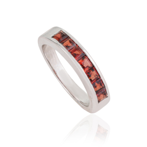 Elegant Design Princess Cut Natural <b>Garnet</b> Half Eternity Band 925 Sterling <b>Silver</b> Channel Set Gemstone Unisex <b>Ring</b> Jewelry - Product Image 3