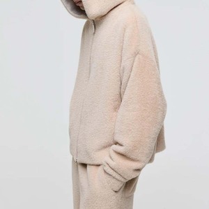 Chándal de mohair para hombre con cremallera, de piel sintética, corte holgado, cálido, cómodo, personalizable con LOGO, estilo casual - Product Image 4