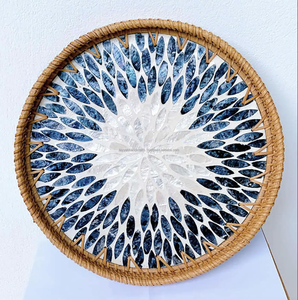 ถาดเสิร์ฟทำจากไม้ฝังมุกลายโบราณทำด้วยมือปรับขนาดและสีได้ - Product Image 5