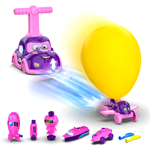 Ensemble de jouets lanceurs de ballons Mirana pour enfants - Pompe à air manuelle - Jeux de course train, avion, bateau et astronaute - Sans écran - Product Image 1