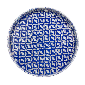 Unique Blue Gold <b>MOP</b> Serving Tray Intricate Star Motif Detailed Handcrafted Platter For Home Wholesale - Product Image 3
