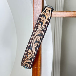 Pretty High Quality Hand Tooled Leather Whit Concho Luxury Collar Adjustable Personalized Custom Logo Genuine Leather Dog Collar - Product Image 6