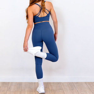 New Design Best Seller Breathable Lightweight Comfortable High Performance Gym Fitness Wear High Waist Leggings Sports Bra Set - Product Image 5