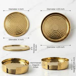 Posavasos de Latón con Acabado Brillante, Posavasos Redondos de Metal para Vasos, Tazas y Jarras, Protección Duradera para Mesa, Decoración de Mesa - Product Image 3