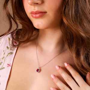 Collier en rubis véritable, argent sterling 925, bijoux en rubis de laboratoire authentiques, cadeaux d'anniversaire pour elle - Product Image 4