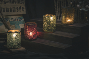 Luxury <b>Decorative</b> Simple Colored Round Cylinder Hand-crafted Multi-Purpose Home Decor Silver Golden Dark Blue Mosaic Glass <b>Jars</b> - Product Image 6