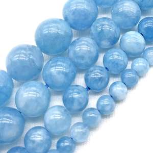 Cuentas redondas de calcedonia color aguamarina azul, cuentas sueltas de piedras preciosas, hilo de 15 pulgadas para la fabricación de joyería DIY - Product Image 6
