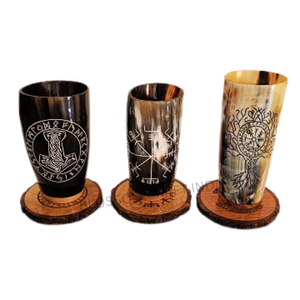 Premium gravé corne de buffle tir tasse en bois Viking caboteur sel lampe hydromel fête de noël boeuf boire corne tasse amour décor maison - Product Image 2