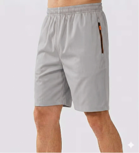 Shorts Bermuda gris pour homme, séchage rapide, poches latérales avant, fermeture à cordon, taille élastique, couleur unie, décontracté - Product Image 1