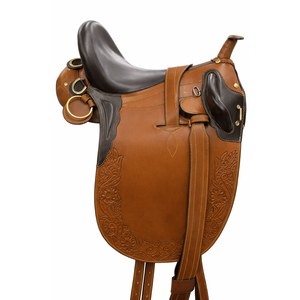Premium Genuine <b>Leather</b> Australian Stock Saddle Wholesale <b>Tooled</b> Brown Endurance Trail Riding Saddle Equestrian Horn Saddles - Product Image 3