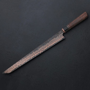 Couteau de découpe en acier Damas haut de gamme à faire soi-même, lame allongée, pointe tombante, poignée en bois confortable, personnalisable OEM, pour cuisine de précision - Product Image 1