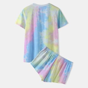 Women's Spring Solid Casual Eco-Friendly <b>Tie</b> <b>Dye</b> Cotton Short Sleeve T-Shirt and Shorts <b>Set</b> Plus Size Twin <b>Set</b> for Sports - Product Image 4