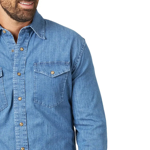 Nuevas Camisas Casuales de Mezclilla para Hombre de Marca Privada con Diseño de Logotipo Personalizado, Ligeras, Transpirables, Resistentes al Viento, Servicio OEM para Venta al Por Mayor - Product Image 3