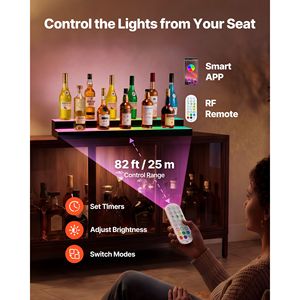2-Tier 40-Inch <b>LED</b> <b>Lighted</b> USB Acrylic Display for Home <b>Bar</b> Remote-controlled Wine Rack with Illuminated Liquor Bottle Shelf - Product Image 5
