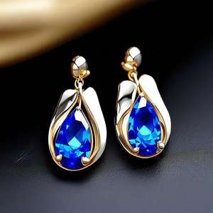 Boucles d'oreilles pendantes longues en argent sterling 925 plaqué or 18 carats, avec pierres bleues hydro-cultivées taille poire de 4,5 pouces, pour un usage quotidien - Product Image 6