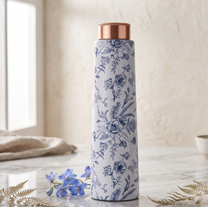 Pure Copper <b>Sports</b> <b>Water</b> <b>Bottle</b> Designer Marble Print Pattern Leakproof Indian Copper Vessel Jointless Metal Drinkware - Product Image 1