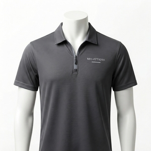 Polo de Manga Corta con Cuello con Cremallera para Hombre, Color Gris Carbón, Ropa Deportiva Casual de Golf, OEM, ODM, Venta al Por Mayor - Product Image 1