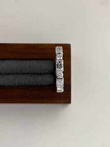 Moissanite <b>Emerald</b> & Round Cut Full Eternity Band <b>Ring</b> For Women's Original 925 <b>Silver</b> Fine Bridal Jewelry Gift For Partners - Product Image 4