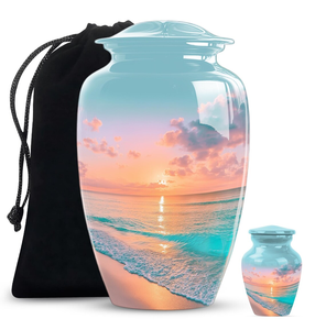 Aluminum Cremation Urn <b>Memorial</b> <b>Keepsake</b> Jar Customized Sunset Print Metal Urn for Burial Decoration Adult - Product Image 3