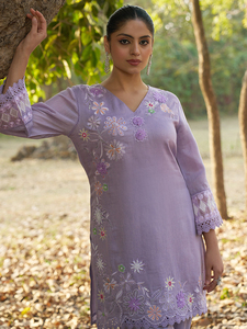 High On Demand Pure Cotton Embroidered <b>Kurta</b> with Matching Trousers <b>for</b> <b>Women</b> Comfortable Available At Best Price - Product Image 4