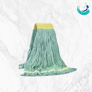 KSR High Quality Cotton Green Yarn Kentucky Mop Heads <b>5</b>" Yellow Top Mesh Band Self Wringer Reusable Durable Floor Cleaning - Product Image 4