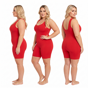 Scoop Neck Plus Size Bodysuit Women Sleeveless Short Length Shapewear Bodycon Suit Eco-Friendly Gym Wear One-Piece Suit - Product Image 6